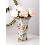 Ваза голубого цвета из фарфора с цветочным рисунком и бронзовой стрекозой Blue Garden варинант исполнения - 4 | Loft Concept в Санкт-петербурге