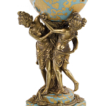 Ваза голубого цвета из фарфора с золотым растительным орнаментом и бронзовыми фигурками женщин Eden Garden porcelain and bronze варинант исполнения - 1 | Loft Concept в Санкт-петербурге