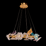 Люстра круглая на золотом каркасе с птичками и цветочным декором Miscellaneous herbs варинант исполнения - 2 | Loft Concept в Санкт-петербурге