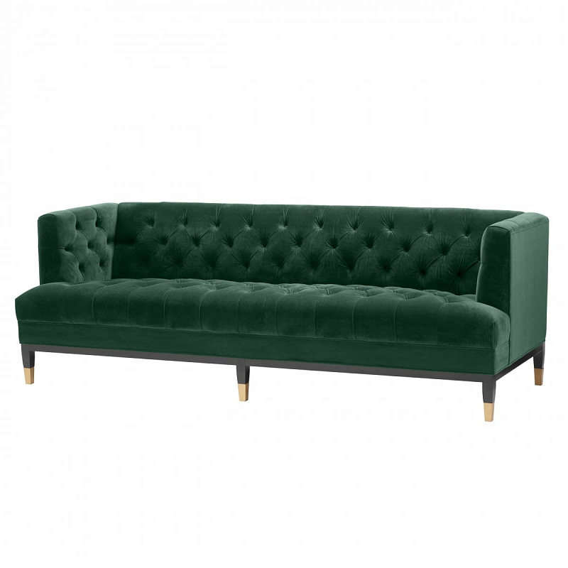 Диван Eichholtz Sofa Castelle dark green Зеленый Латунь Черный в Санкт-петербурге | Loft Concept 