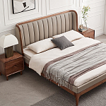 Кровать двуспальная с мягким изголовьем Moon Walnut Bed варинант исполнения - 1 | Loft Concept в Санкт-петербурге