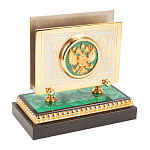 Настольный письменный набор из малахита и долерита с декором в виде герба России Leader Organizer варинант исполнения - 6 | Loft Concept в Санкт-петербурге