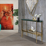 Консоль овальной формы золотая с полкой для хранения Craig варинант исполнения - 4 | Loft Concept в Санкт-петербурге