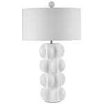 Настольная лампа белая с тканевым абажуром в форме цилиндра Morphing варинант исполнения - 4 | Loft Concept в Санкт-петербурге