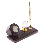 Настольный письменный набор с глобусом и ручкой из натурального обсидиана World Globe варинант исполнения - 2 | Loft Concept в Санкт-петербурге