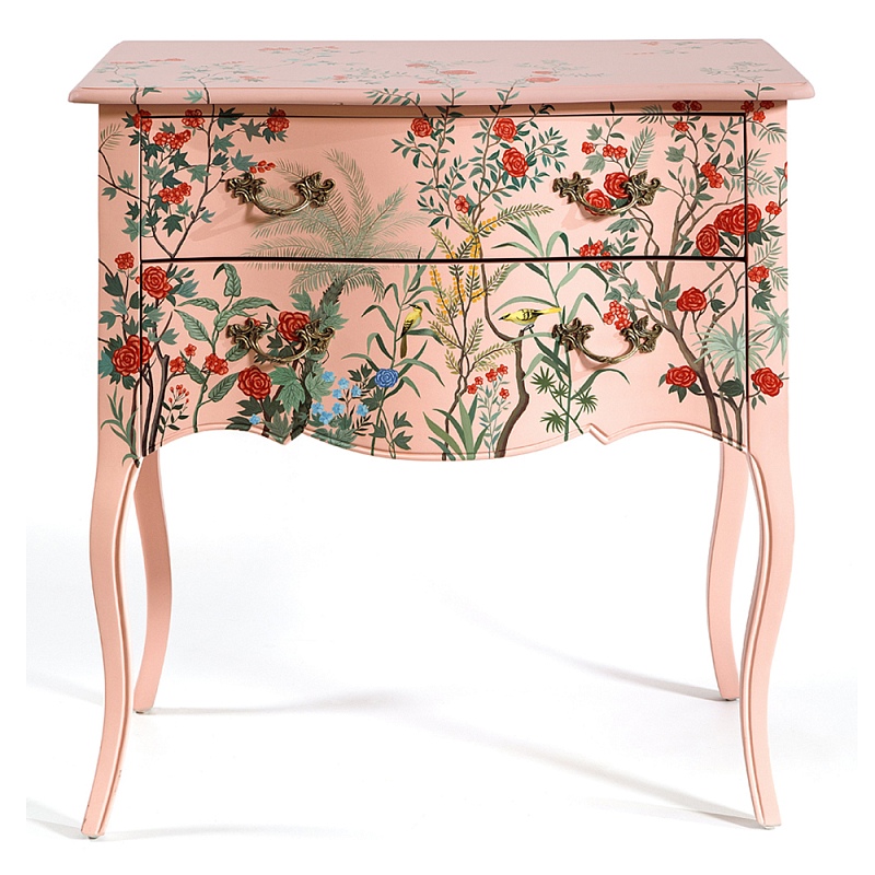 Комод розовый с росписью Цветы L.XV CHEST OF DRAWERS Flowers Розовый Мульти в Санкт-петербурге | Loft Concept 