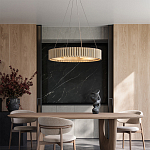 Люстра круглая из толстых деревянных реек Natural Style варинант исполнения - 4 | Loft Concept в Санкт-петербурге