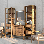 Витрина левая из массива дуба с 5-ю полками и 2-мя ящиками Tasteful Furniture варинант исполнения - 3 | Loft Concept в Санкт-петербурге