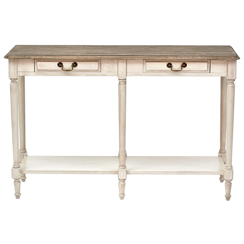 Деревянная консоль с двумя ящиками Margery Provence Console Table Бежевый Дуб темный в Санкт-петербурге | Loft Concept 