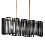 Люстра подвесная овальной формы с металлическим решетчатым абажуром матово-черного цвета и 5 лампами Kichler варинант исполнения - 1 | Loft Concept в Санкт-петербурге