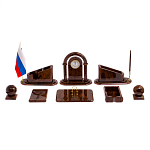 Настольный письменный набор с часами из природного камня обсидиана  Contract Extended варинант исполнения - 1 | Loft Concept в Санкт-петербурге