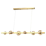 Люстра светодиодная линейная с 6-ю круглыми плафонами коньячного цвета Iona Chandelier Brass  варинант исполнения - 1 | Loft Concept в Санкт-петербурге