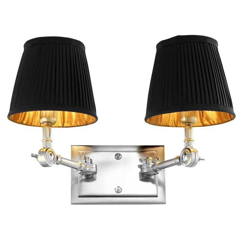 Бра Wall Lamp Wentworth Double Nickel+Black Никель Черный в Санкт-петербурге | Loft Concept 