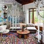 Дизайнерский угловой диван с велюровой светло-коричневой обивкой Fosse Sofa варинант исполнения - 7 | Loft Concept в Санкт-петербурге