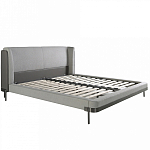 Кровать двуспальная серая с мягким изголовьем из экокожи и ткани Modern Look варинант исполнения - 2 | Loft Concept в Санкт-петербурге