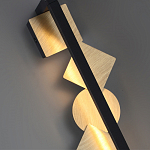 Бра вертикальное черного цвета с золотыми кругами и квадратами Gravyura варинант исполнения - 2 | Loft Concept в Санкт-петербурге