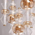 Люстра с плафонами из прозрачного и янтарного стекла в виде шаров и ромбов Gabriel Scott Luna варинант исполнения - 8 | Loft Concept в Санкт-петербурге