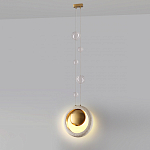 Подвесной светильник с бежевым текстурным кольцом и латунным шаром в центре Tactile  варинант исполнения - 5 | Loft Concept в Санкт-петербурге