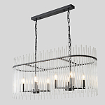 Люстра подвесная овальная со стеклянными прозрачными трубками и металлическим каркасом черного цвета Nembus варинант исполнения - 5 | Loft Concept в Санкт-петербурге