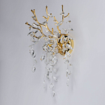 Бра золотого цвета с декоративными ветвями и прозрачными подвесками в форме листьев Droplet Chandelier варинант исполнения - 3 | Loft Concept в Санкт-петербурге