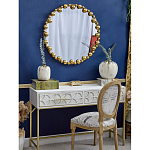 Зеркало круглое в фактурной золотистой раме из металла Mirror Golden Placer варинант исполнения - 2 | Loft Concept в Санкт-петербурге