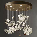 Люстра каскадная с белыми цветами и птицами Takeoff варинант исполнения - 1 | Loft Concept в Санкт-петербурге