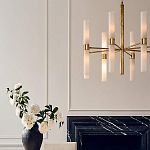 Люстра золотая с 16-ю тонкими цилиндрическими плафонами Shoulders варинант исполнения - 3 | Loft Concept в Санкт-петербурге