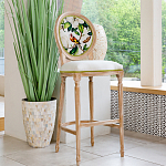 Барный стул золотистый из натурального бука с изображением птицы и цветов Blooming Birds варинант исполнения - 2 | Loft Concept в Санкт-петербурге