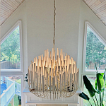 Люстра белая с несколькими ярусами деревянных палочек Bright Wooden Chandelier варинант исполнения - 2 | Loft Concept в Санкт-петербурге
