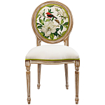 Стул бежевый из натурального бука с изображением птиц и цветов Blooming Red Birds варинант исполнения - 1 | Loft Concept в Санкт-петербурге