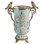 Ваза с двумя птичками из фарфора с бронзовыми элементами Garden of Eden варинант исполнения - 1 | Loft Concept в Санкт-петербурге