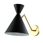 Бра черного цвета с конусообразным плафоном на золотом основании Loft Metal варинант исполнения - 1 | Loft Concept в Санкт-петербурге