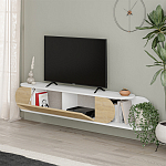 ТВ-тумба подвесная белая с полкой и откидной дверцей цвета древесины TONE TV STAND WHITE варинант исполнения - 3 | Loft Concept в Санкт-петербурге