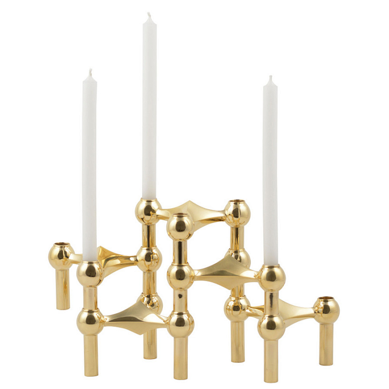 Подсвечник STOFF NAGEL CANDLE HOLDER Глянцевое золото Черный Хром в Санкт-петербурге | Loft Concept 