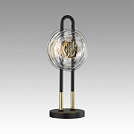 Настольная лампа черного цвета с круглым прозрачным стеклянным плафоном Virelia  варинант исполнения - 3 | Loft Concept в Санкт-петербурге