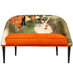 Диван двухместный из натурального бука оранжевый с цветным принтом Impressionism in Art варинант исполнения - 1 | Loft Concept в Санкт-петербурге