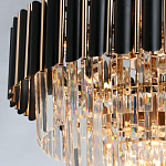 Люстра из черного металла с многоярусными подвесками из прозрачного хрусталя на золотой цепи Empire Black Chandelier Crystal варинант исполнения - 6 | Loft Concept в Санкт-петербурге