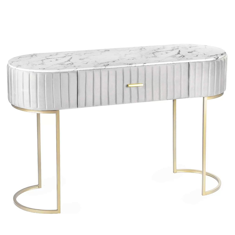 Консоль овальная на золотистых фигруных ножках Wall Console Белый Золотой в Санкт-петербурге | Loft Concept 