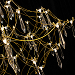 Люстра подвесная с изогнутым металлическим каркасом и множеством хрустальных подвесок Золото Диаметр 80 см Quasar варинант исполнения - 1 | Loft Concept в Санкт-петербурге