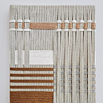 Панно из шнура Бежевая геометрическая абстракция wall panel line beige  варинант исполнения - 1 | Loft Concept в Санкт-петербурге