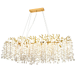 Линейная люстра с круглыми хрустальными подвесками Fairytree Gold Crystal Branches Linear Chandelier  варинант исполнения - 1 | Loft Concept в Санкт-петербурге