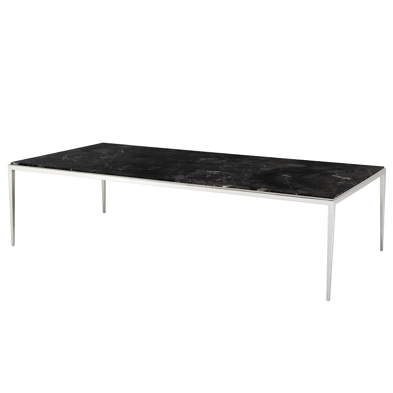 Журнальный стол Eichholtz Coffee Table Henley Никель Черный Мрамор Nero в Санкт-петербурге | Loft Concept 