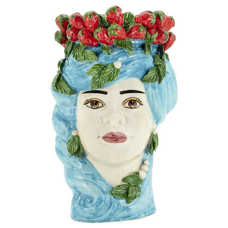 Ваза Vase Strawberries Head Lady Azure Белый Красный Зеленый Голубой в Санкт-петербурге | Loft Concept 