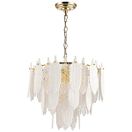 Люстра с декором из рельефного стекла в виде перьев Abelia Feather Chandelier 10 варинант исполнения - 2 | Loft Concept в Санкт-петербурге