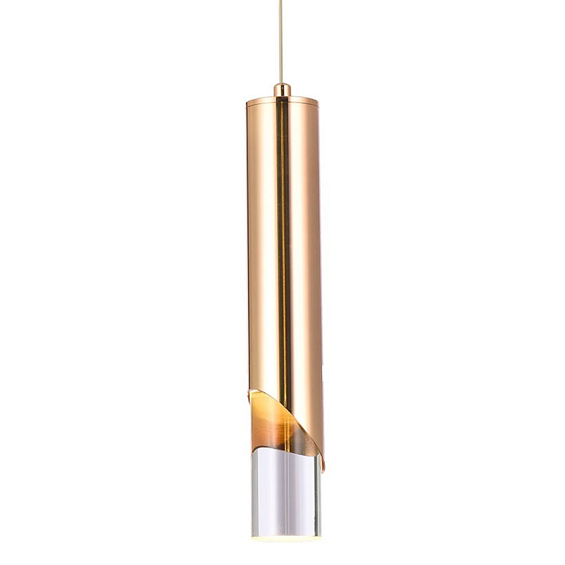 Подвесной светильник Metal Acrylic Tube Gold Hanging Lamp Прозрачный Золотой в Санкт-петербурге | Loft Concept 