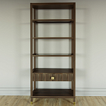 Стеллаж Elsa Dreams Walnut со стеклянными полками и ящиком варинант исполнения - 4 | Loft Concept в Санкт-петербурге