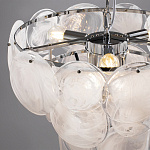 Люстра из белых стеклянных дисков на серебрянном каркасе White Glowing Reflectors варинант исполнения - 5 | Loft Concept в Санкт-петербурге