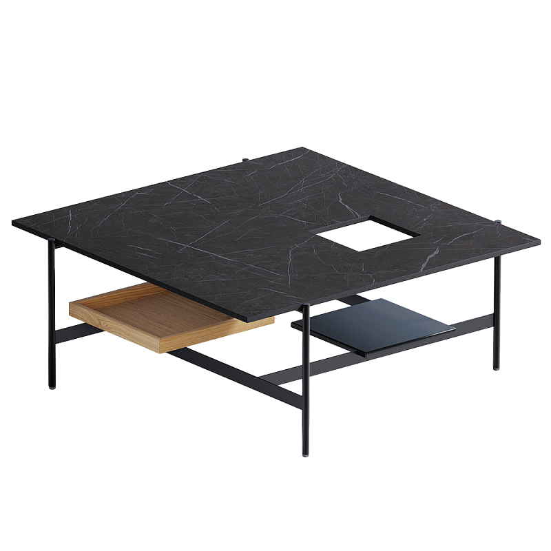 Karat журнальный столик цвета тёмный камень с съемным подносом Серый Черный в Санкт-петербурге | Loft Concept 