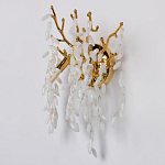 Бра золотого цвета с ветвями и белыми овальными стеклянными подвесками Droplet Chandelier варинант исполнения - 3 | Loft Concept в Санкт-петербурге