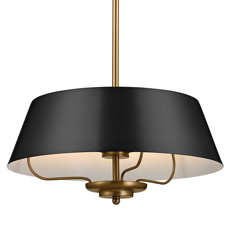 Подвесной светильник с конусовидным металлическим абажуром черного цвета Kichler Латунь Черный в Санкт-петербурге | Loft Concept 